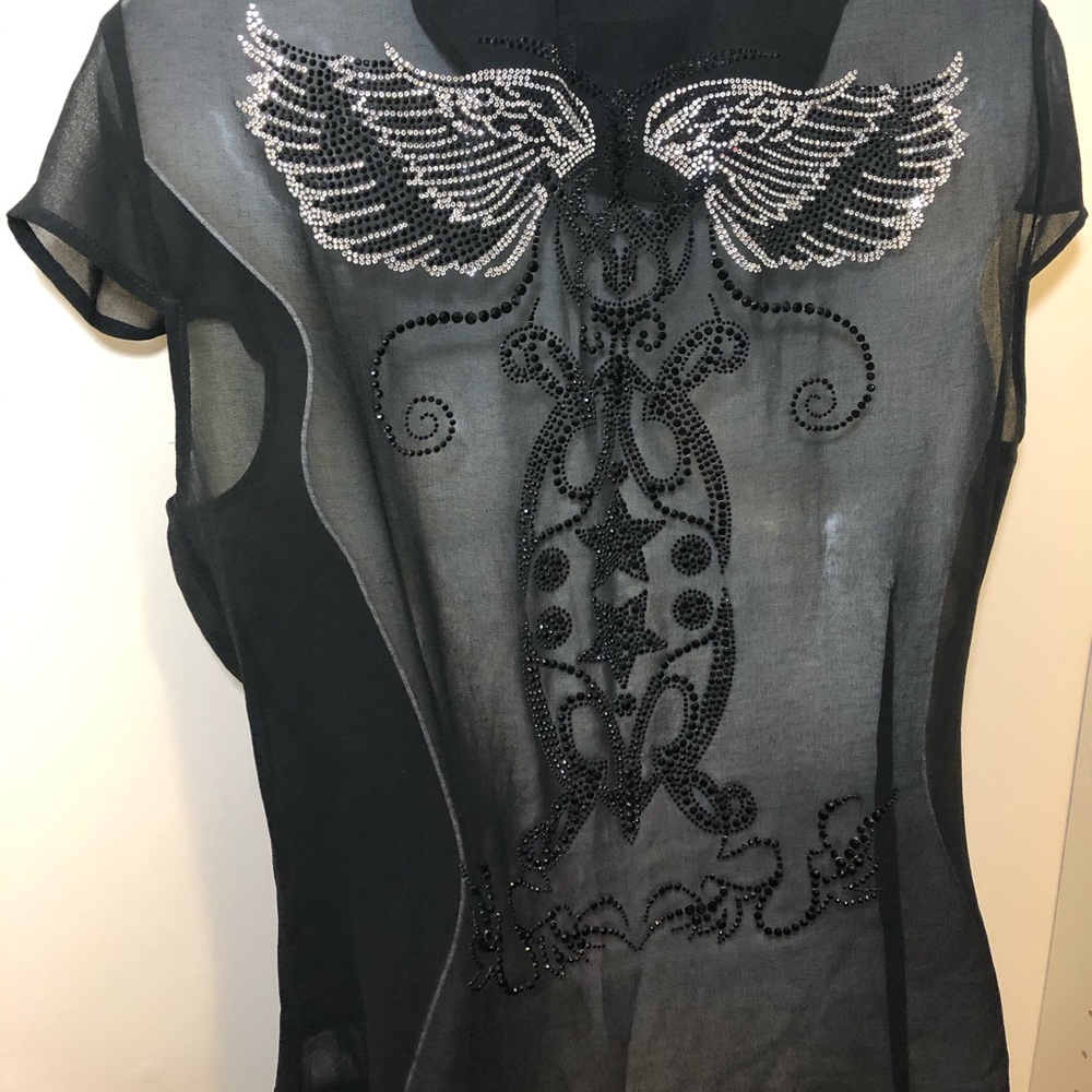 RUFFLE BLACK SHEER SHIRT🔥